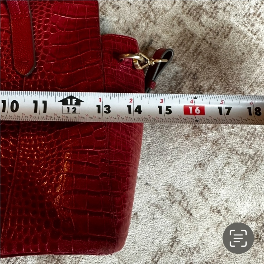 Radley London Womens Croc Embossed Leather Satchel Bag Red - Picture 11 of 12
